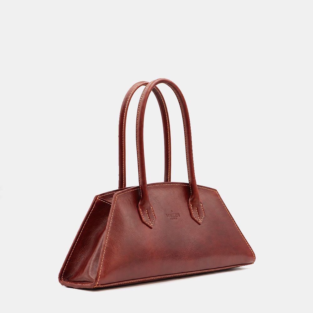 Schultertasche ViaVerdi aus Braunem Leder Made in Italy – Linie Firenze

