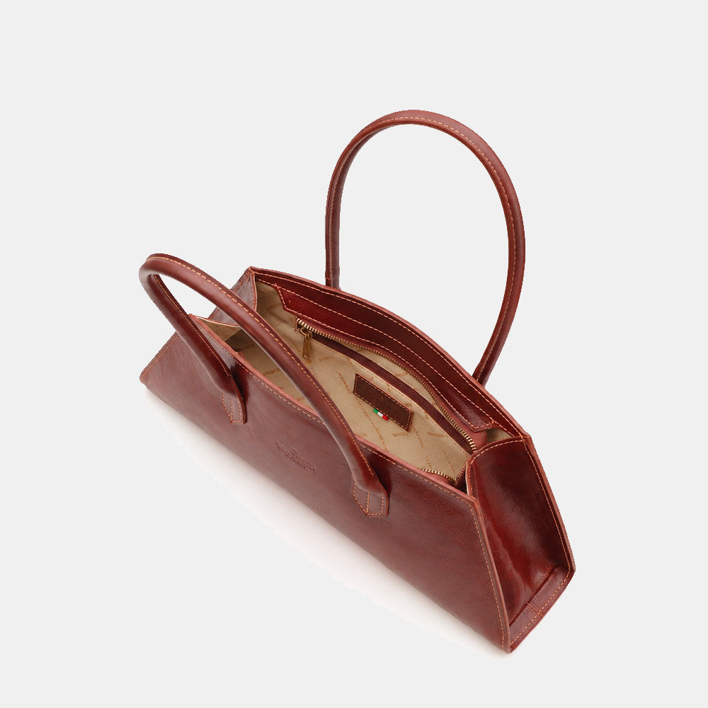 Schultertasche ViaVerdi aus Braunem Leder Made in Italy – Linie Firenze

