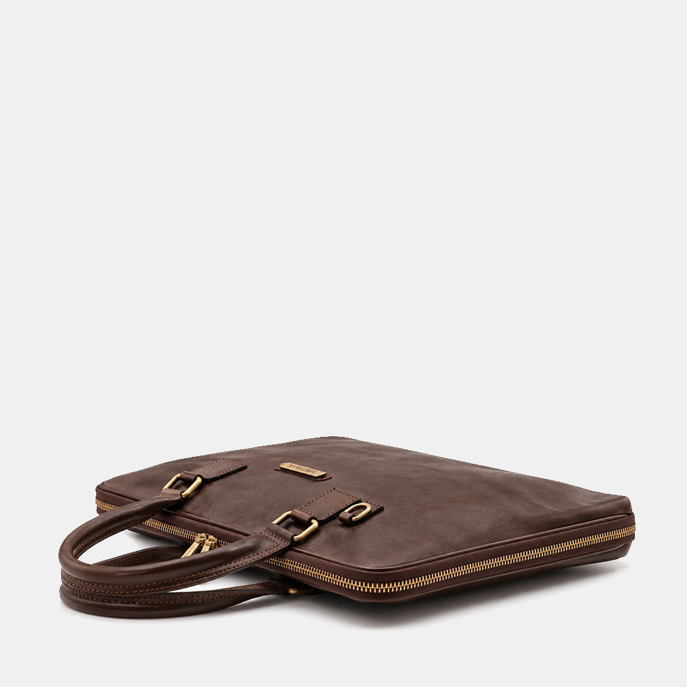 Borsa Sottile Porta Pc 15.6 e Documenti VIAVERDI in Pelle Testa di Moro Made in Italy Linea Firenze