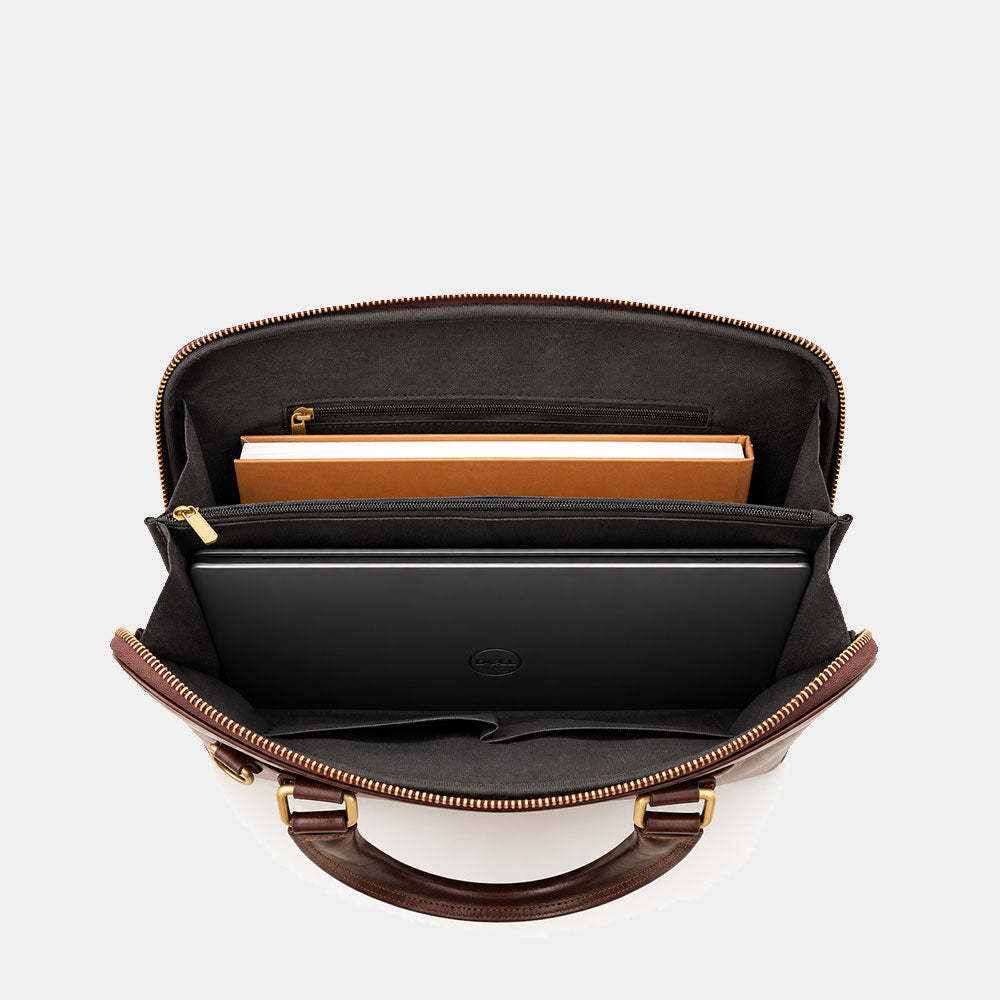Borsa Sottile Porta Pc 15.6 e Documenti VIAVERDI in Pelle Testa di Moro Made in Italy Linea Firenze