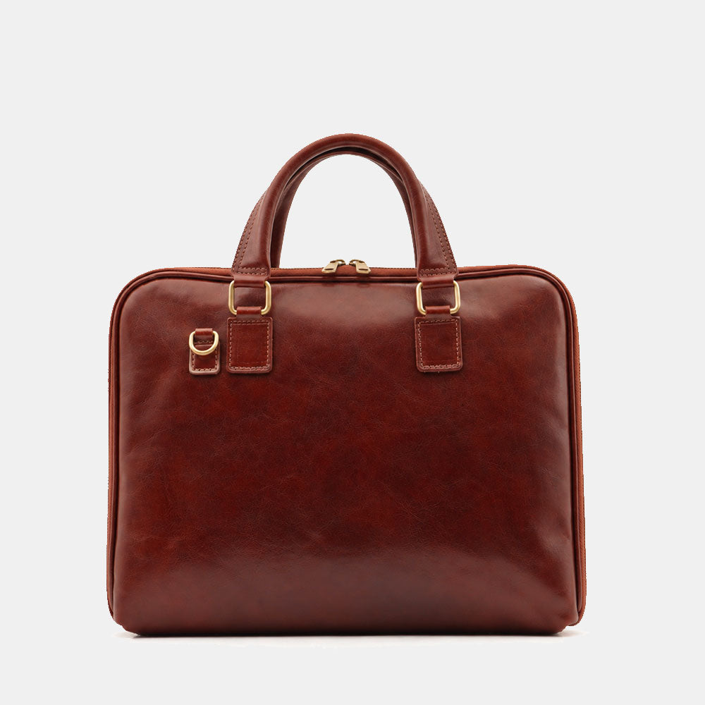 Borsa Sottile Porta Pc 15.6 e Documenti VIAVERDI in Pelle Marrone Made in Italy Linea Firenze