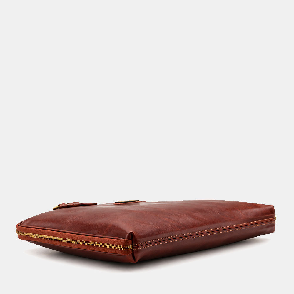 Borsa Sottile Porta Pc 15.6 e Documenti VIAVERDI in Pelle Marrone Made in Italy Linea Firenze