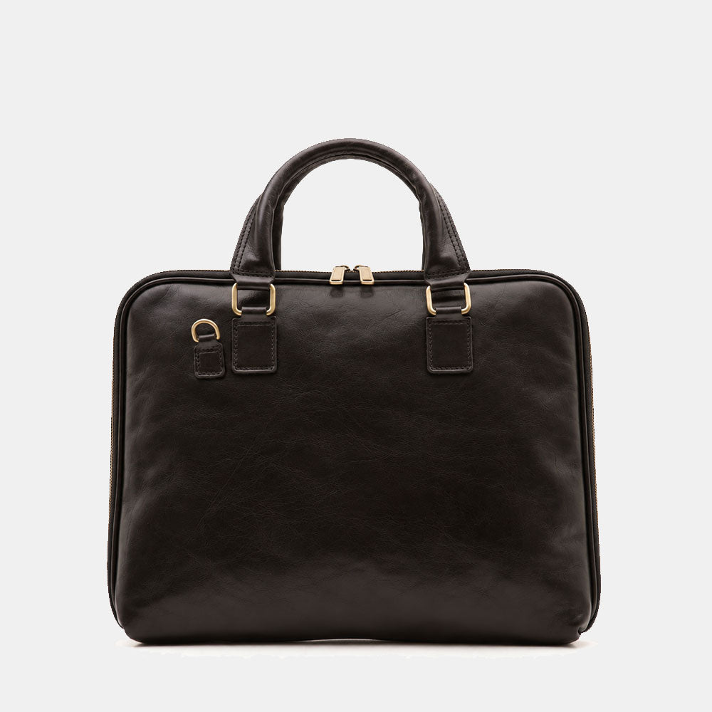 Borsa Sottile Porta Pc 15.6 e Documenti VIAVERDI in Pelle Nera Made in Italy Linea Firenze