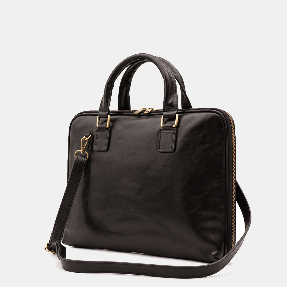 Borsa Sottile Porta Pc 15.6 e Documenti VIAVERDI in Pelle Nera Made in Italy Linea Firenze