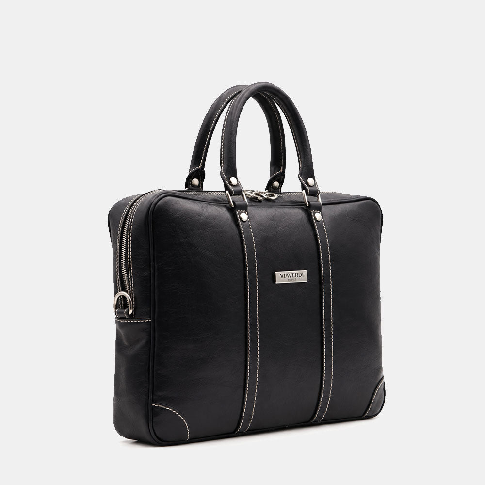 Borsa da Ufficio in Pelle Blu VIAVERDI Made in Italy Linea Firenze - Porta Pc 15.6