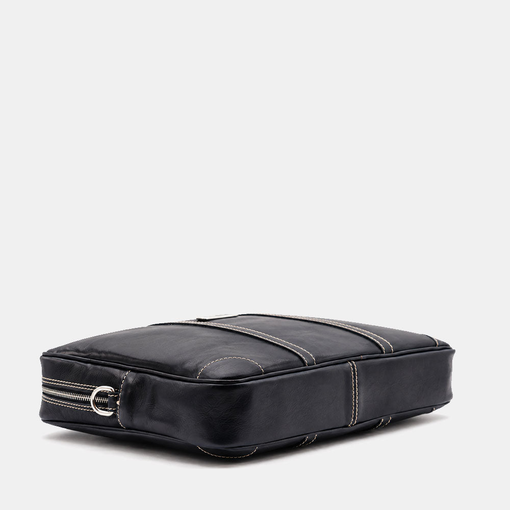 Borsa da Ufficio in Pelle Blu VIAVERDI Made in Italy Linea Firenze - Porta Pc 15.6