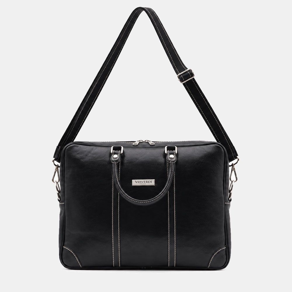 Borsa da Ufficio in Pelle Blu VIAVERDI Made in Italy Linea Firenze - Porta Pc 15.6