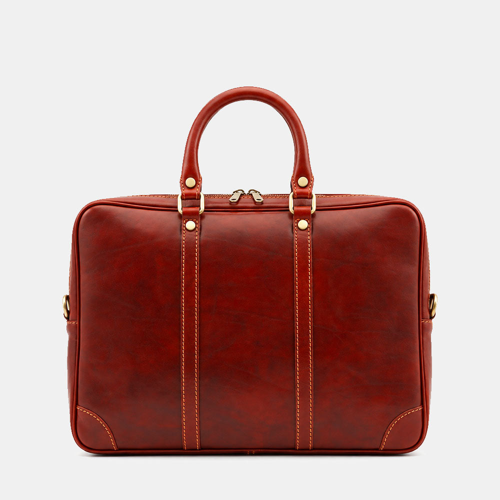 Borsa da Ufficio in Pelle Marrone VIAVERDI Made in Italy Linea Firenze - Porta Pc 15.6