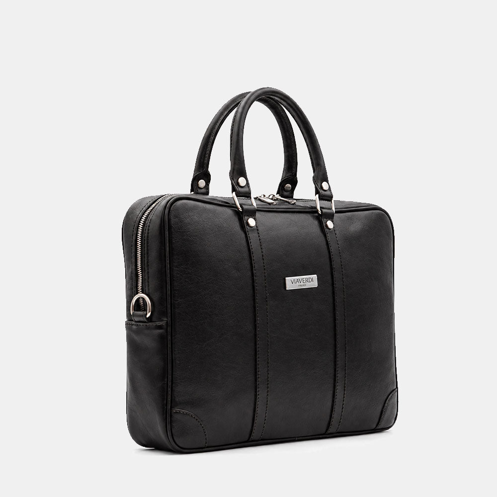 Borsa da Ufficio in Pelle Nera VIAVERDI Made in Italy Linea Firenze - Porta Pc 15.6
