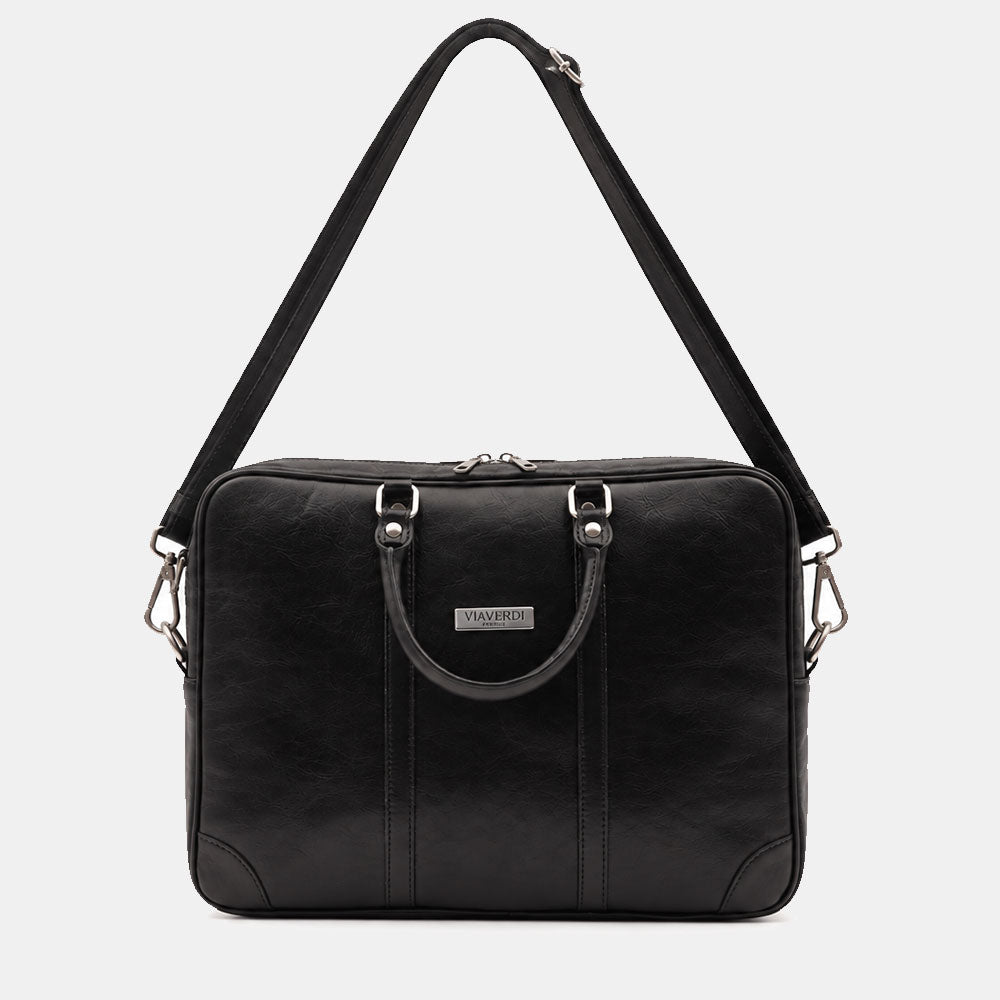 Borsa da Ufficio in Pelle Nera VIAVERDI Made in Italy Linea Firenze - Porta Pc 15.6