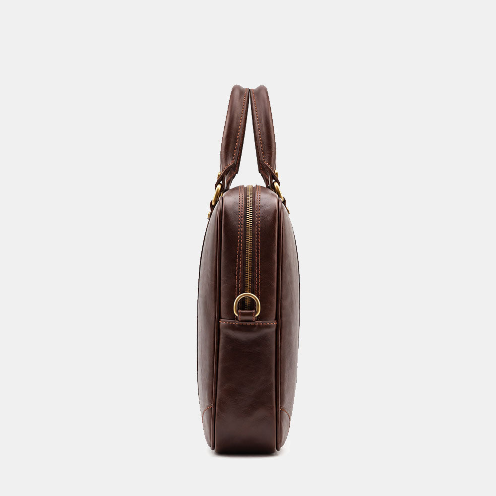 Borsa da Ufficio in Pelle Marrone Testa di Moro VIAVERDI Made in Italy Linea Firenze - Porta Pc 15.6
