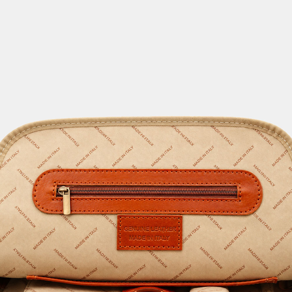 Zaino in Pelle color Cuoio VIAVERDI Made in Italy Linea Firenze - Porta Pc 15.6