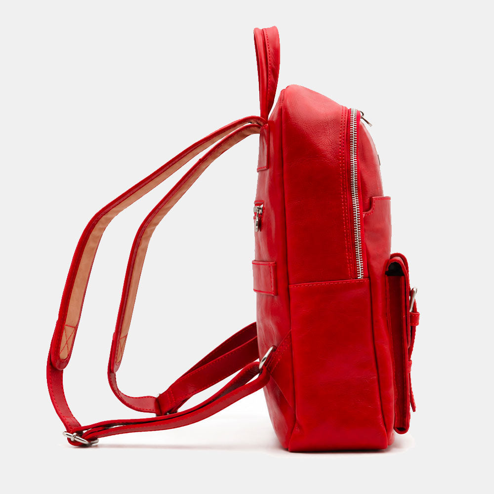 Zaino in Pelle Rossa VIAVERDI Made in Italy Linea Firenze - Porta Pc 15.6