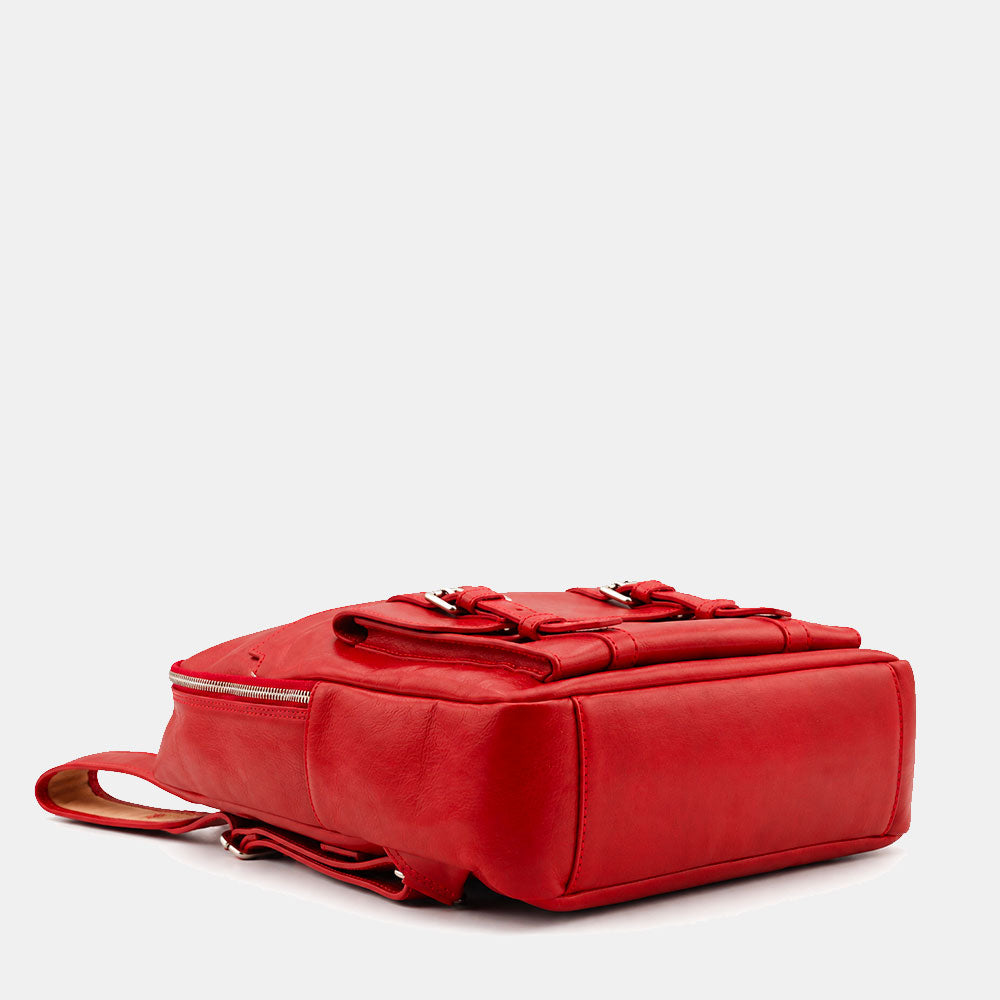 Zaino in Pelle Rossa VIAVERDI Made in Italy Linea Firenze - Porta Pc 15.6