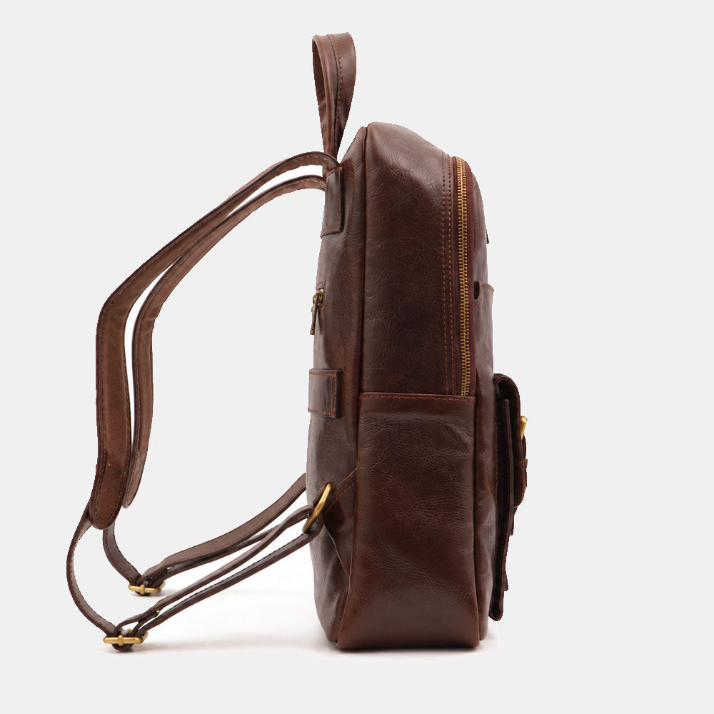 Zaino in Pelle Marrone Testa di Moro VIAVERDI Made in Italy Linea Firenze - Porta Pc 15.6