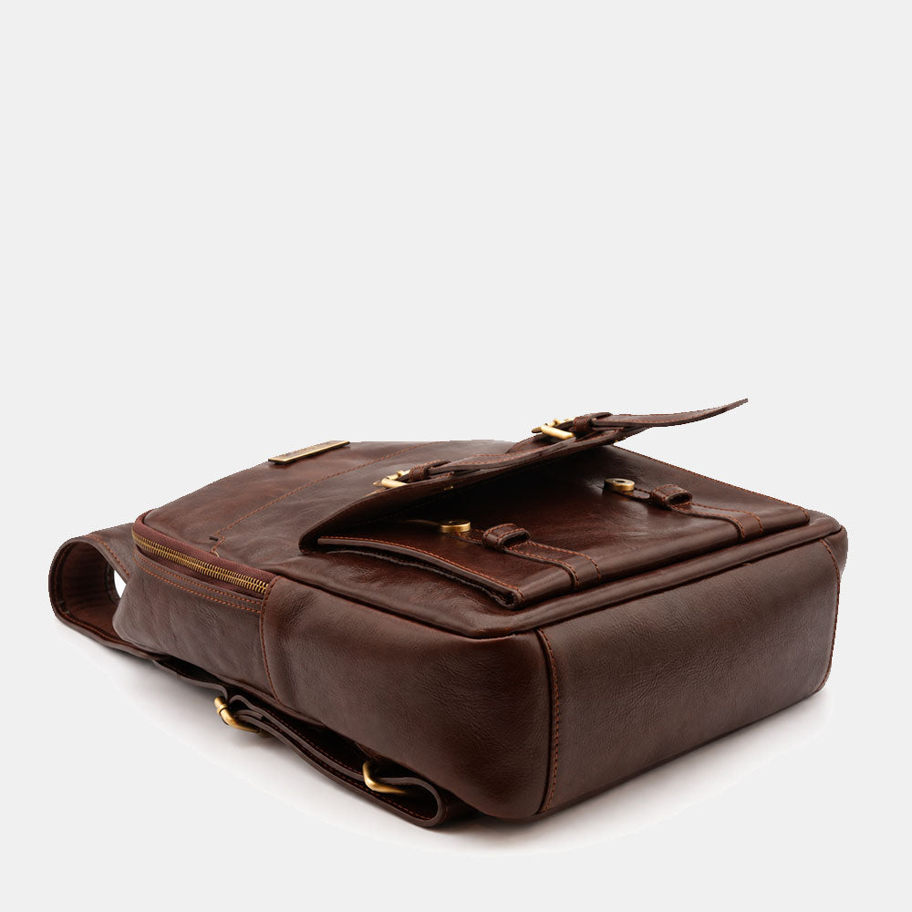 Zaino in Pelle Marrone Testa di Moro VIAVERDI Made in Italy Linea Firenze - Porta Pc 15.6