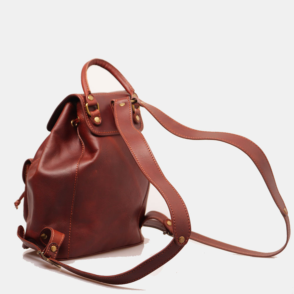 Zaino Donna VIAVERDI in Pelle Marrone Made in Italy linea Firenze