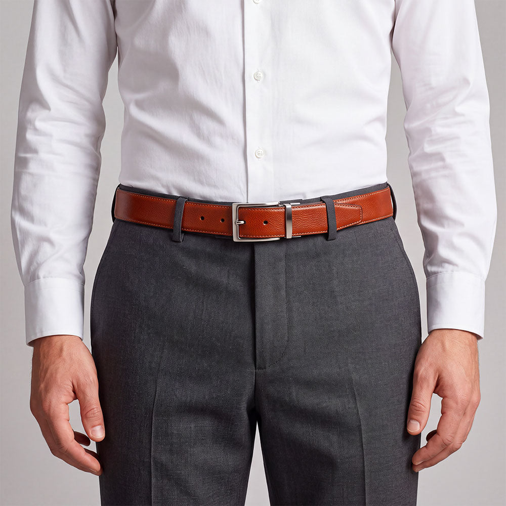 Cintura Uomo in Pelle Reversibile Nera o Marrone VIAVERDI Made in Italy linea Firenze