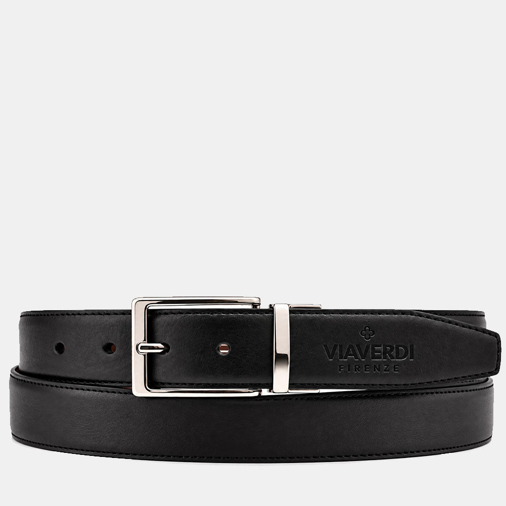 Cintura Uomo in Pelle Reversibile Nera o Marrone VIAVERDI Made in Italy linea Firenze