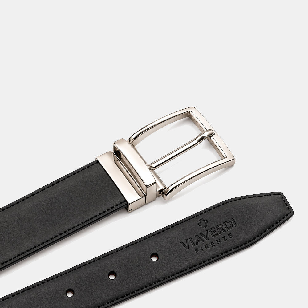 Cintura Uomo in Pelle Reversibile Nera o Marrone VIAVERDI Made in Italy linea Firenze