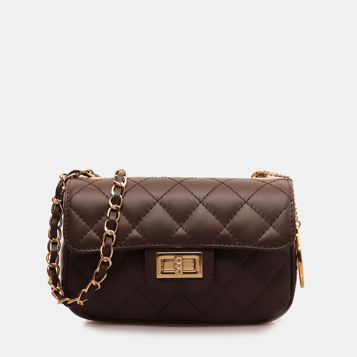 Borsa Piccola a Spalla VIAVERDI in Pelle Marrone Testa Moro Matelassè Made in Italy linea Saturnia