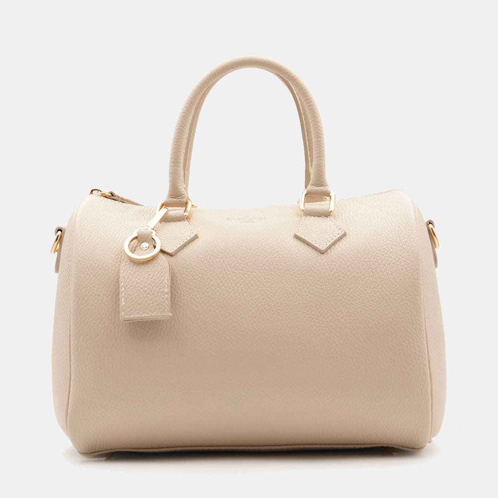 Borsa Bauletto in Pelle Beige VIAVERDI Made in Italy Linea San Gimignano