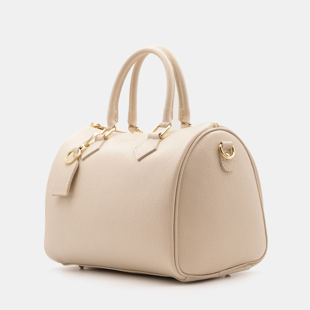 Borsa Bauletto in Pelle Beige VIAVERDI Made in Italy Linea San Gimignano