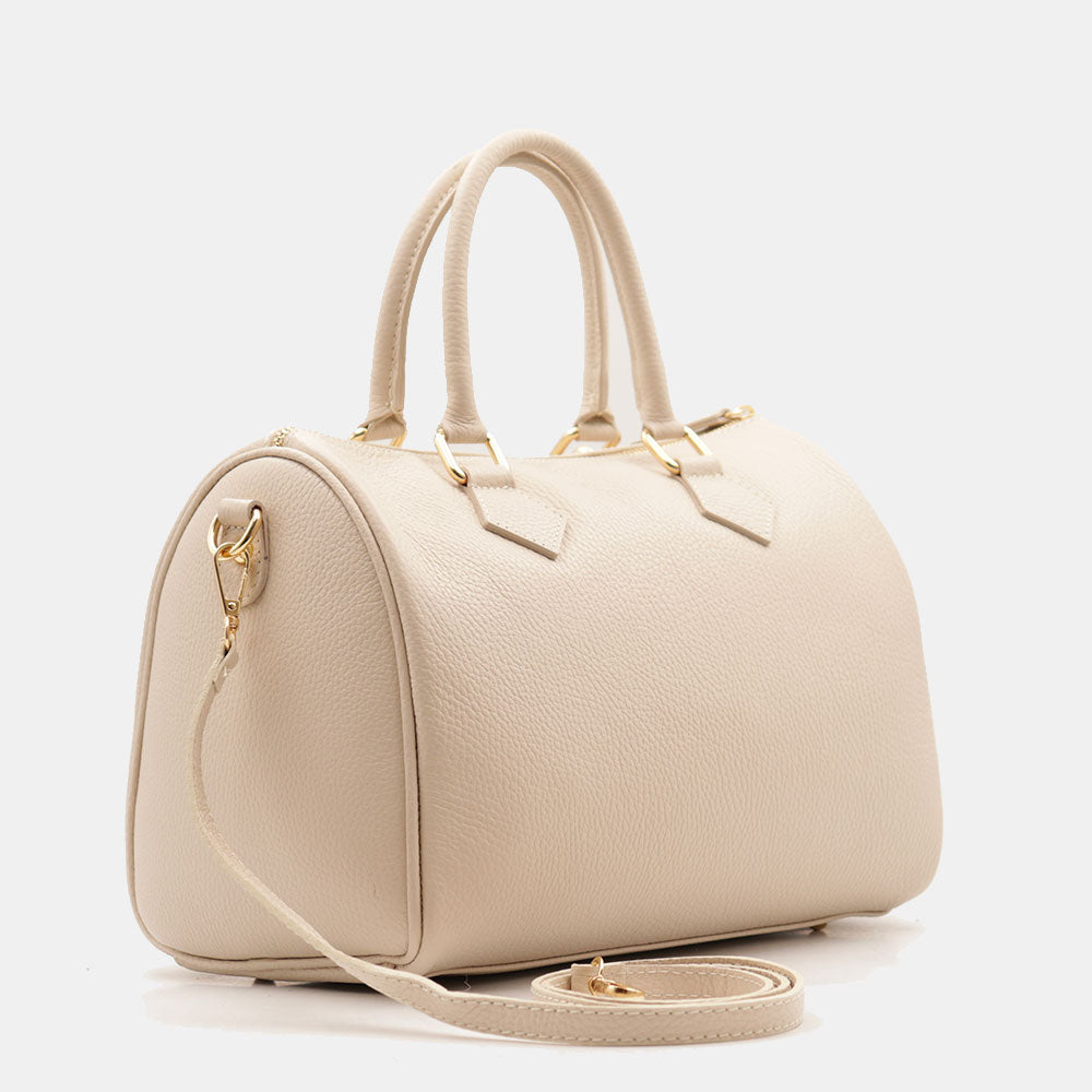 Borsa Bauletto in Pelle Beige VIAVERDI Made in Italy Linea San Gimignano