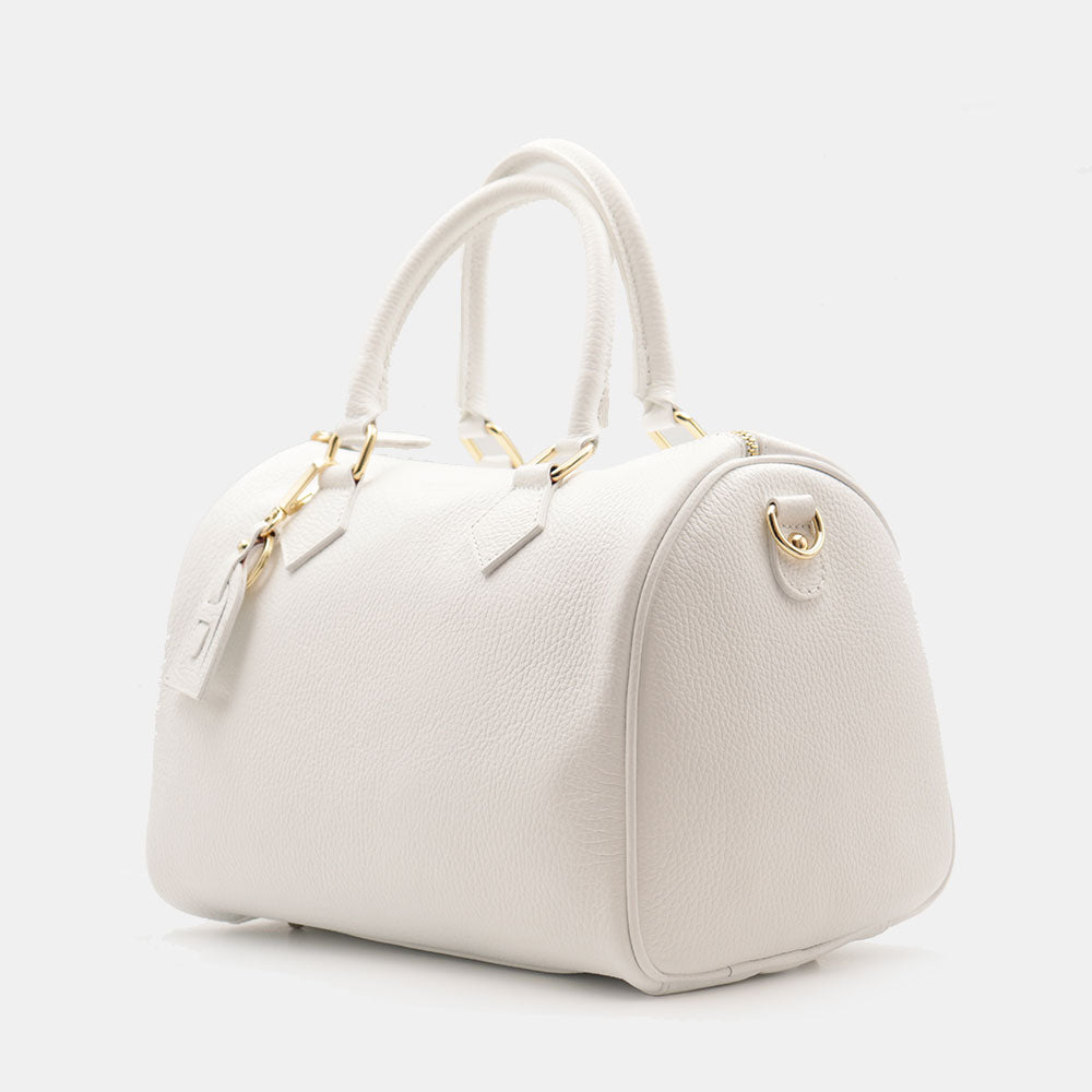 Borsa Bauletto in Pelle Bianca VIAVERDI Made in Italy Linea San Gimignano