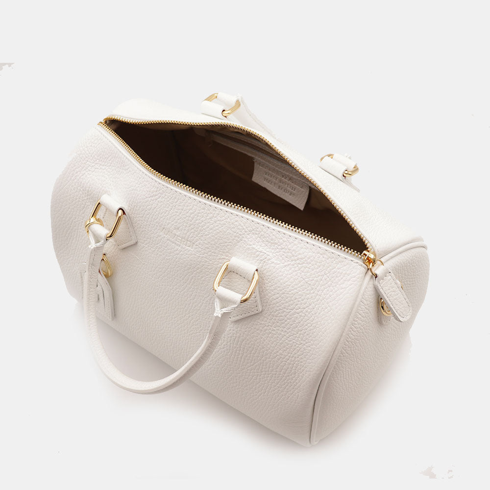Borsa Bauletto in Pelle Bianca VIAVERDI Made in Italy Linea San Gimignano