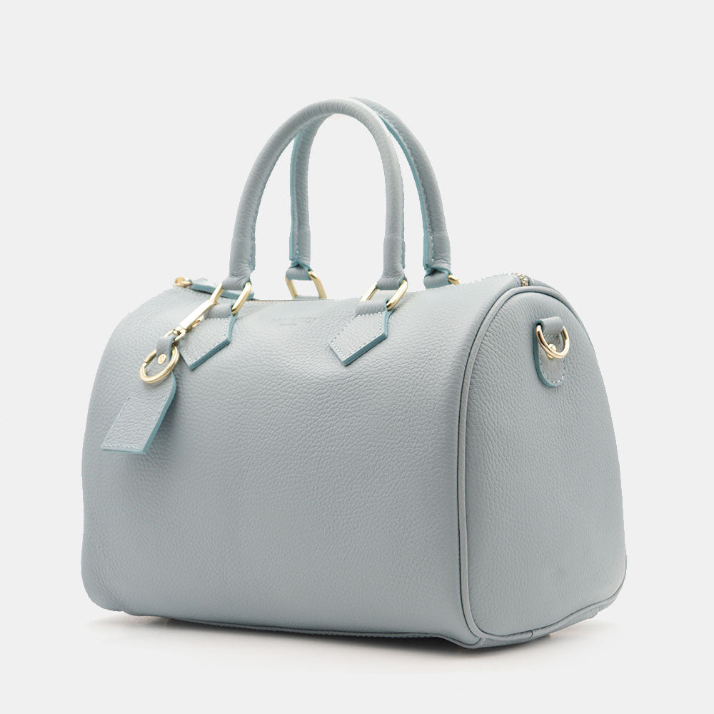 Borsa Bauletto in Pelle Celeste VIAVERDI Made in Italy Linea San Gimignano