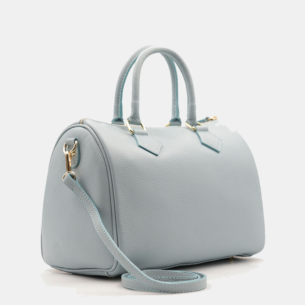 Borsa Bauletto in Pelle Celeste VIAVERDI Made in Italy Linea San Gimignano