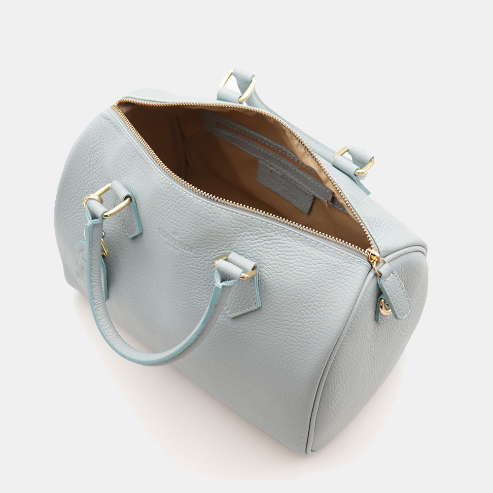 Borsa Bauletto in Pelle Celeste VIAVERDI Made in Italy Linea San Gimignano