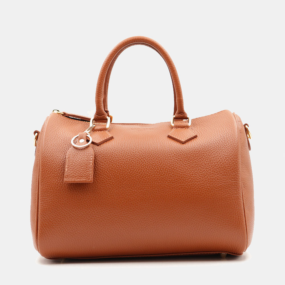Borsa Bauletto in Pelle color Cuoio VIAVERDI Made in Italy Linea San Gimignano