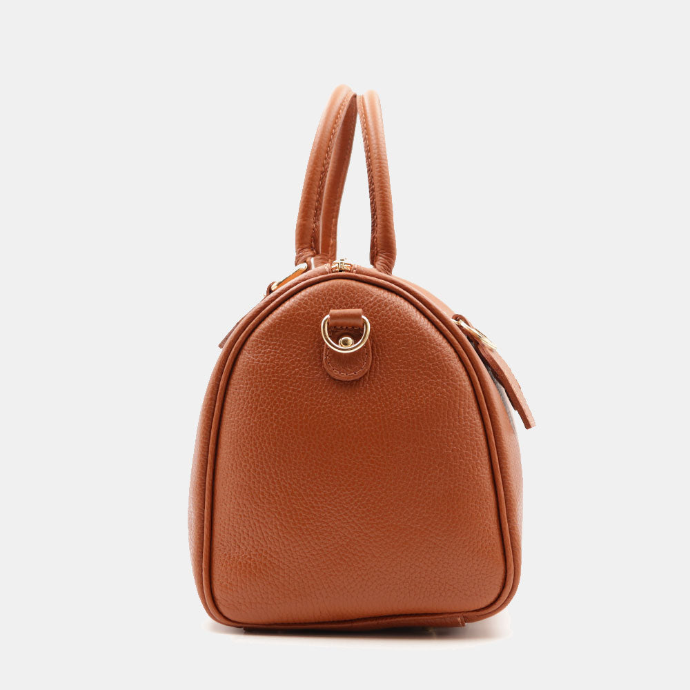Borsa Bauletto in Pelle color Cuoio VIAVERDI Made in Italy Linea San Gimignano