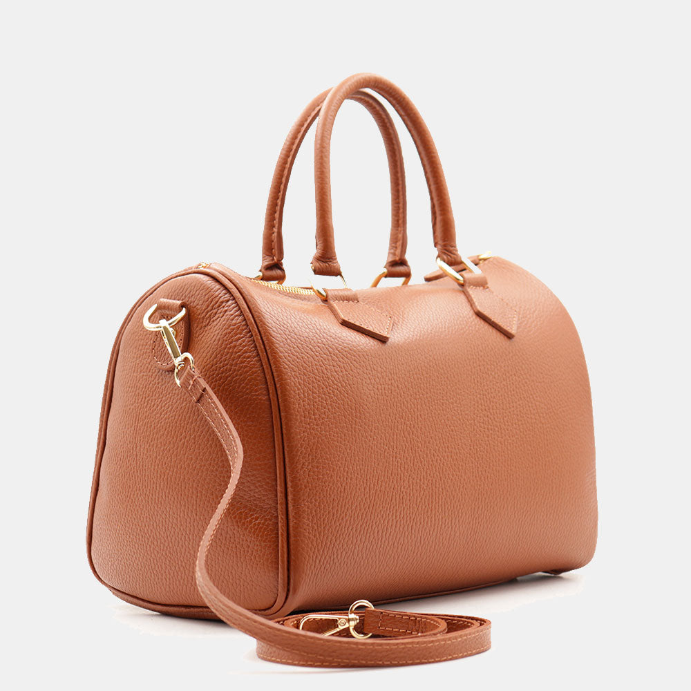 Borsa Bauletto in Pelle color Cuoio VIAVERDI Made in Italy Linea San Gimignano