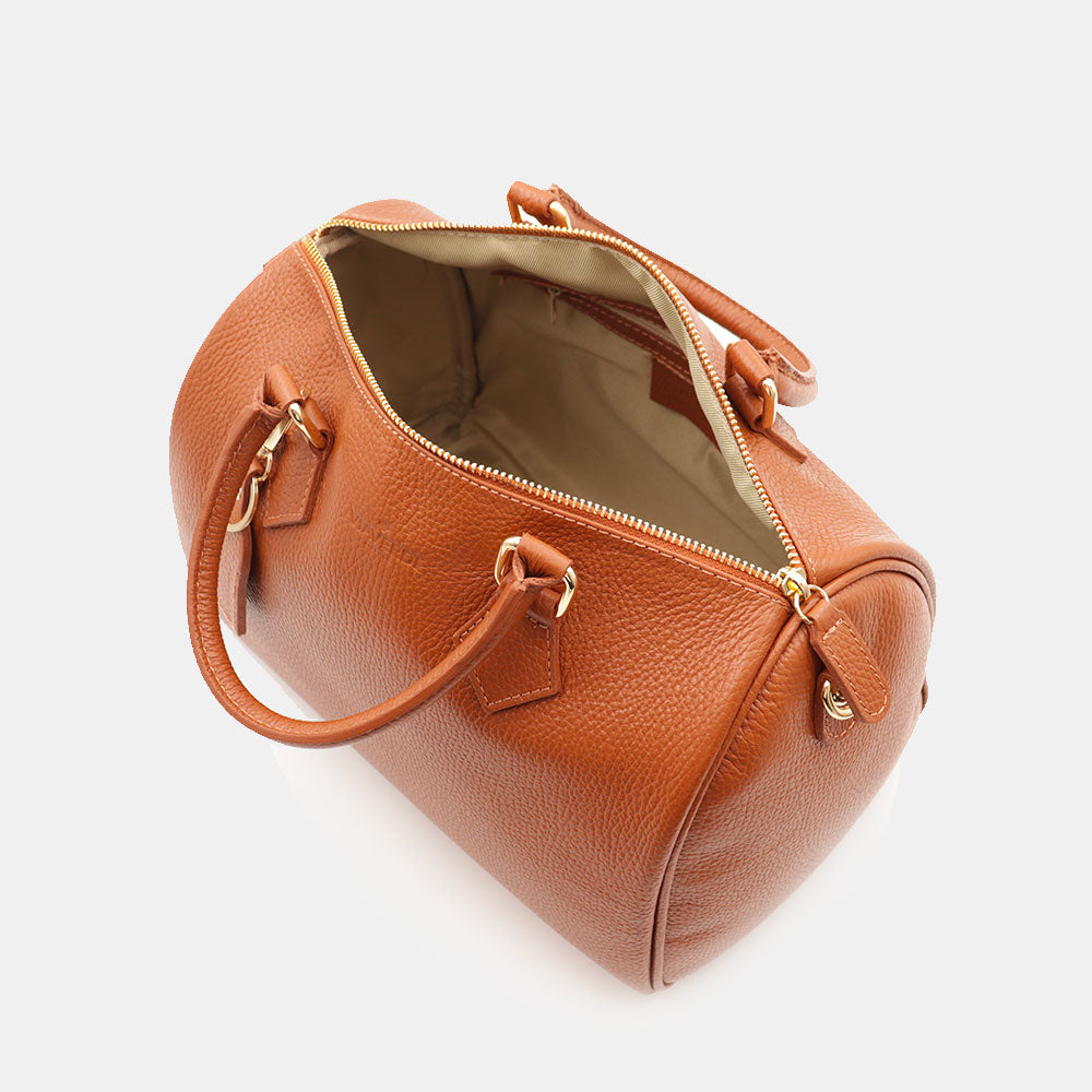 Borsa Bauletto in Pelle color Cuoio VIAVERDI Made in Italy Linea San Gimignano