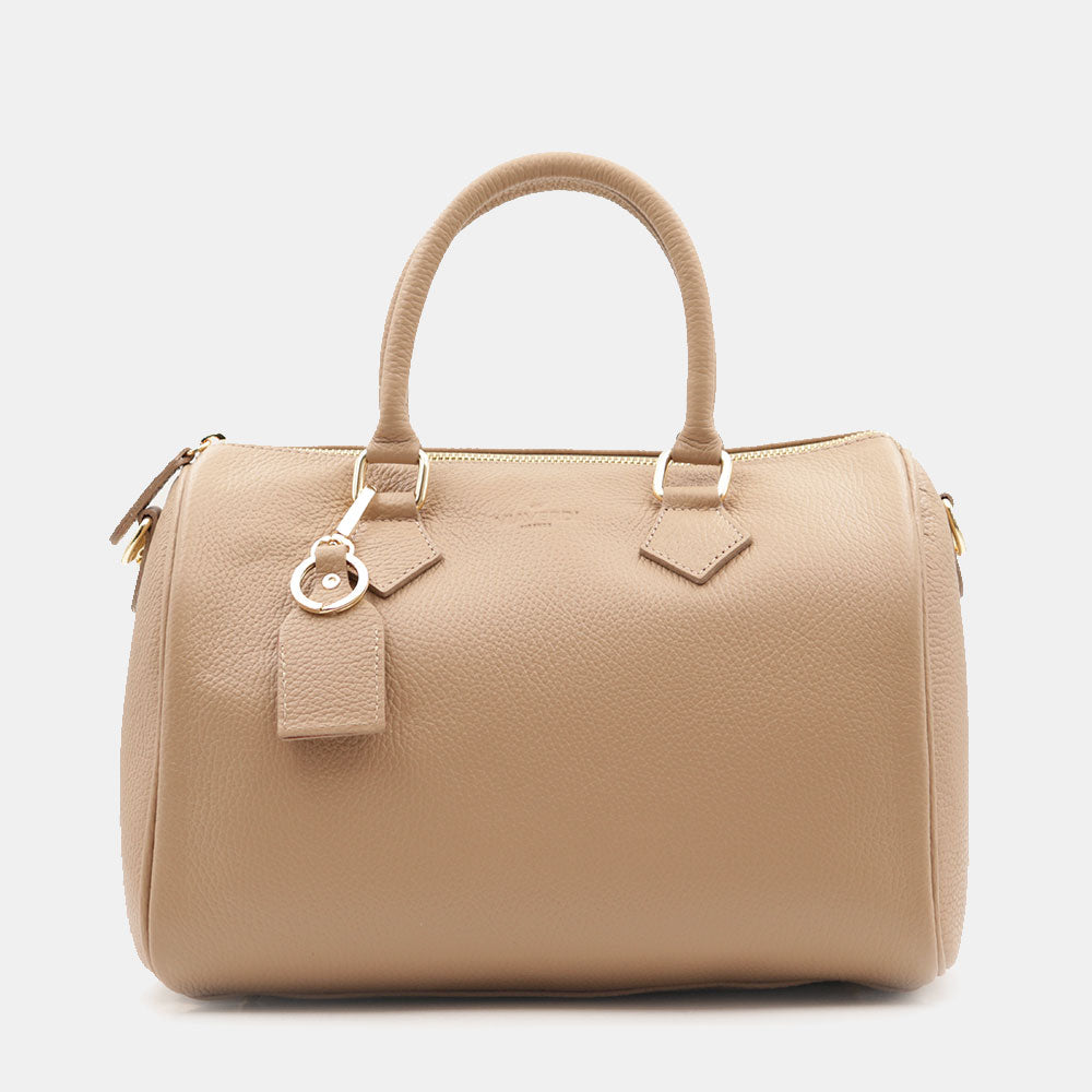 Borsa Bauletto in Pelle Taupe VIAVERDI Made in Italy Linea San Gimignano