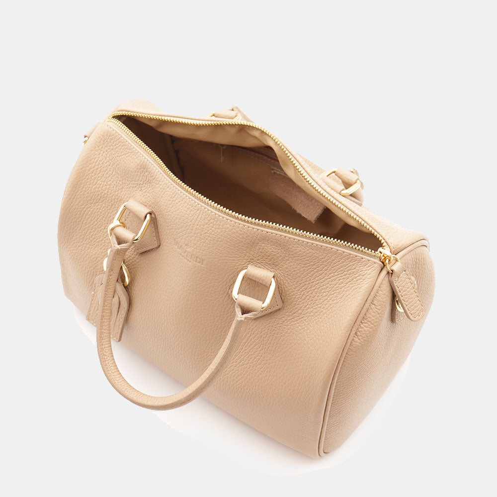 Borsa Bauletto in Pelle Taupe VIAVERDI Made in Italy Linea San Gimignano