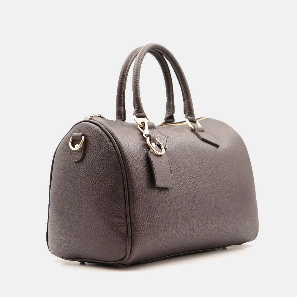 Borsa Bauletto in Pelle Marrone Testa di Moro VIAVERDI Made in Italy Linea San Gimignano