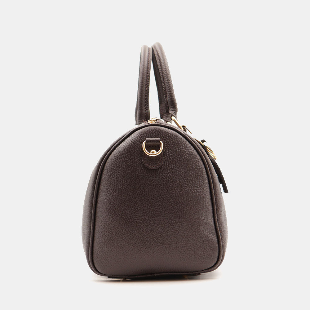 Borsa Bauletto in Pelle Marrone Testa di Moro VIAVERDI Made in Italy Linea San Gimignano