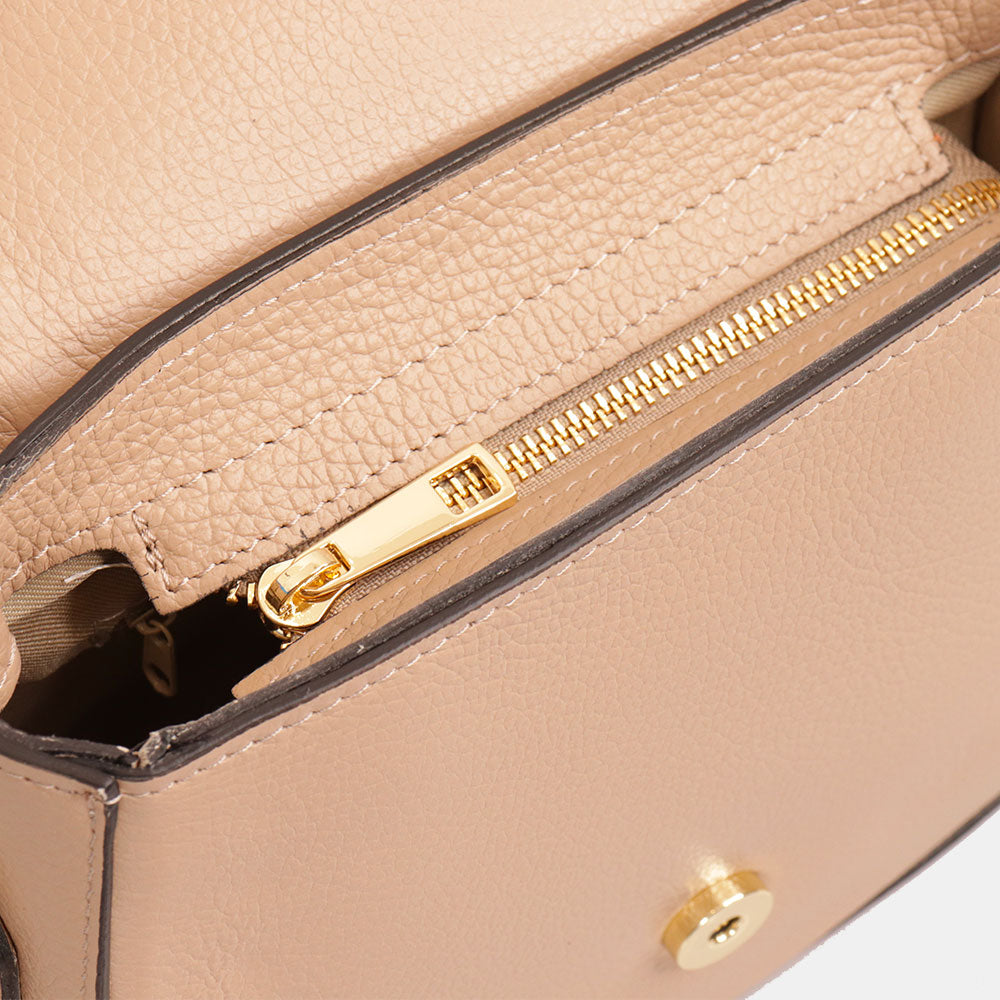 Borsa a Tracolla VIAVERDI in Pelle Taupe Made in Italy linea San Gimignano