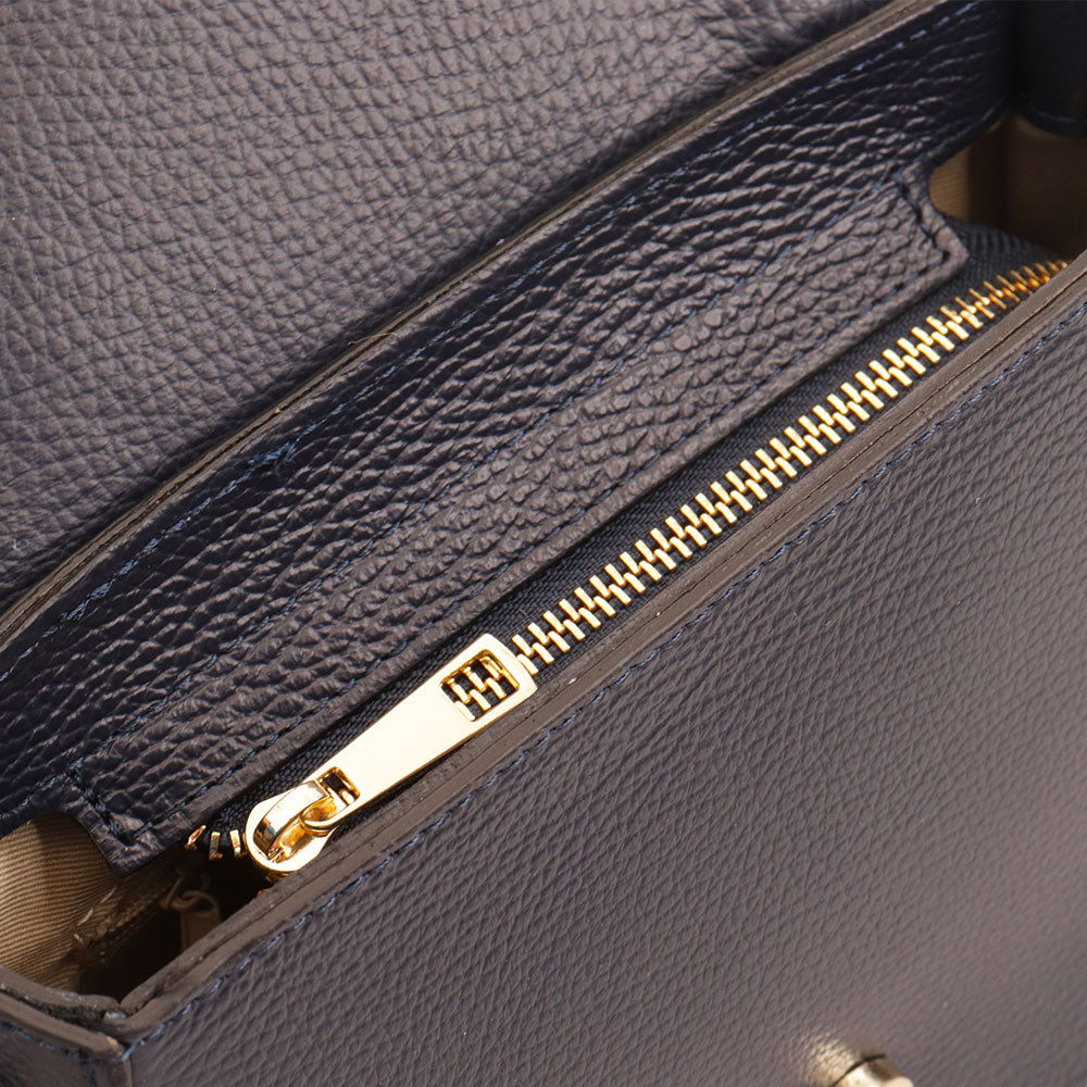 Borsa a Tracolla VIAVERDI in Pelle Blu Made in Italy linea San Gimignano