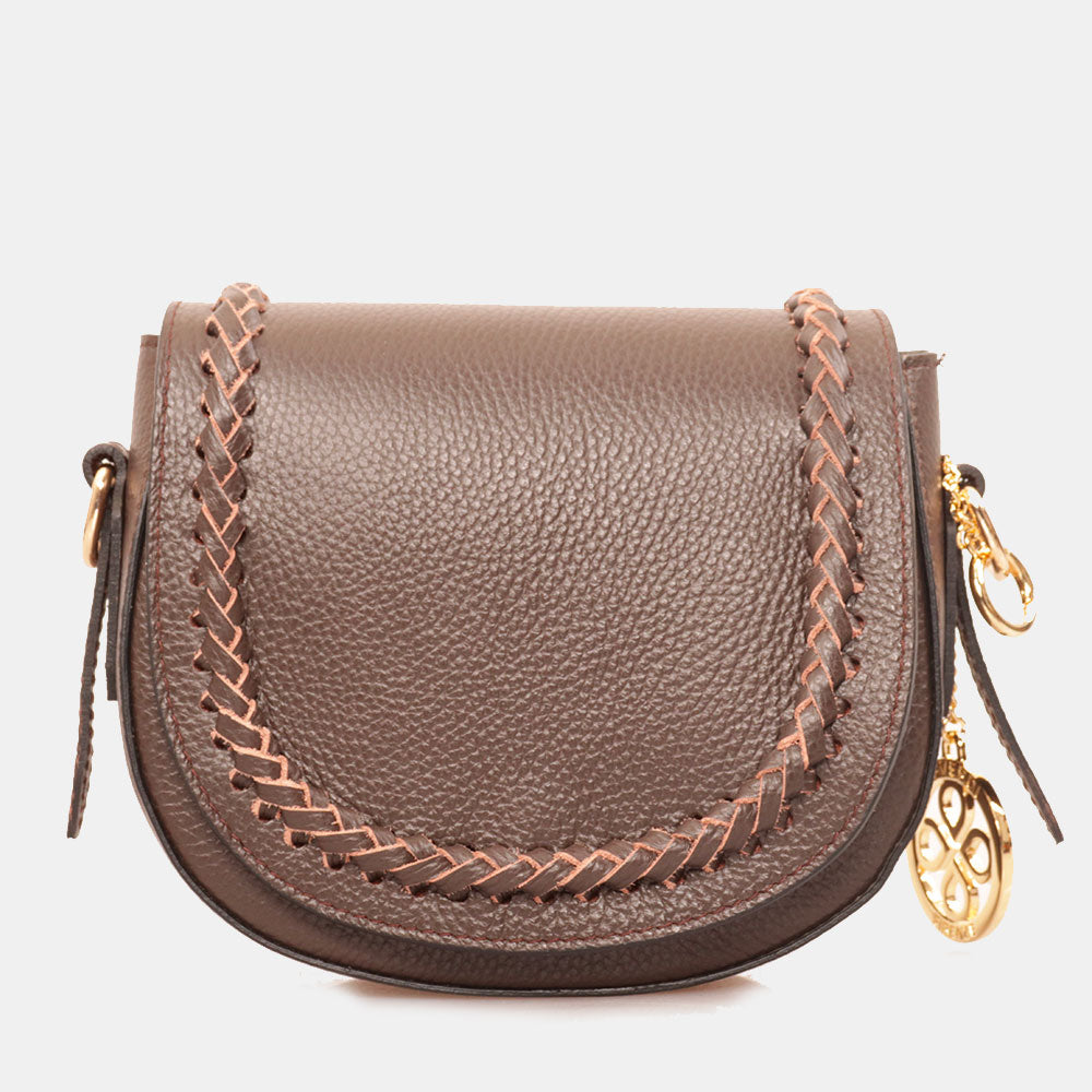 Borsa a Tracolla VIAVERDI in Pelle Marrone Made in Italy linea San Gimignano