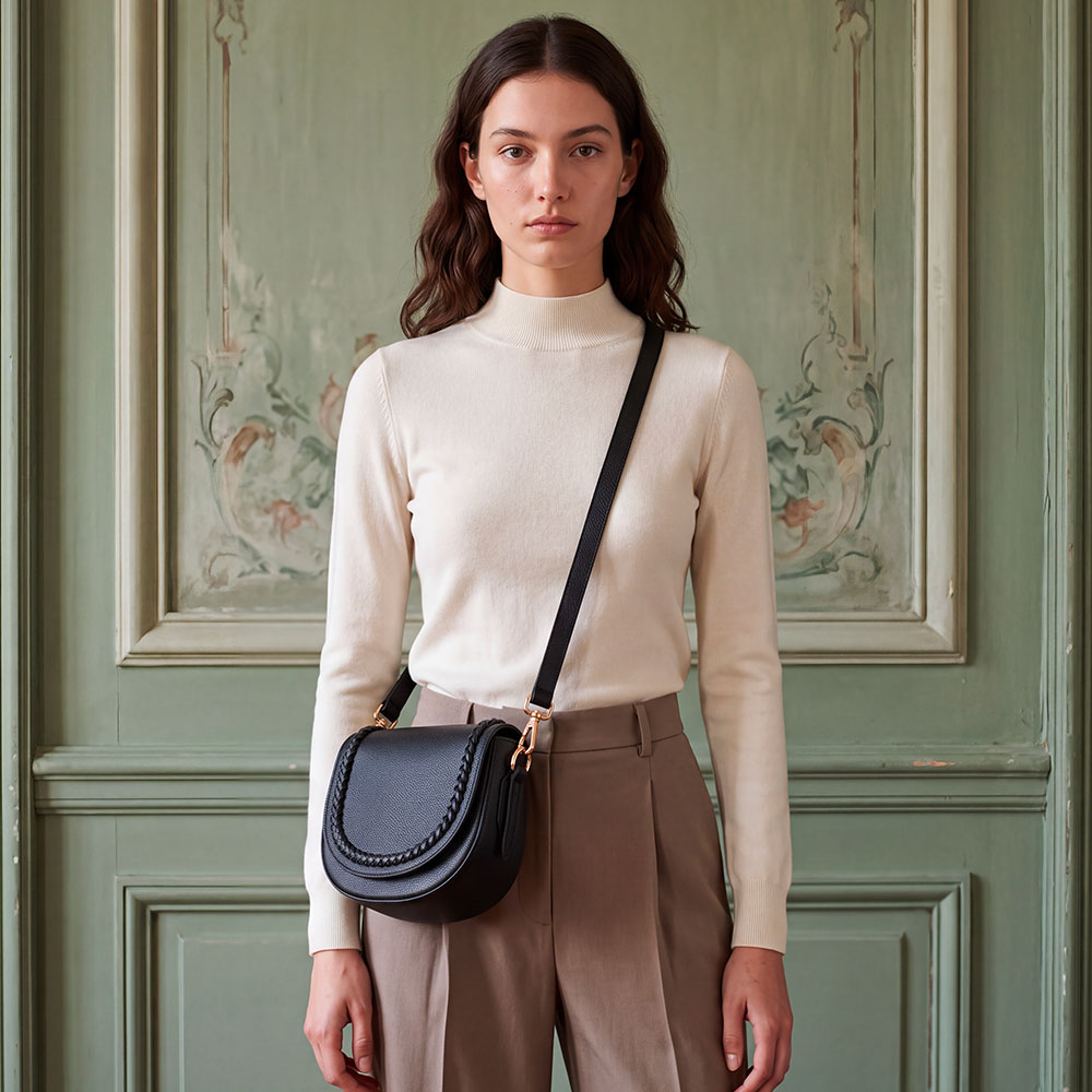 Borsa a Tracolla VIAVERDI in Pelle Taupe Made in Italy linea San Gimignano