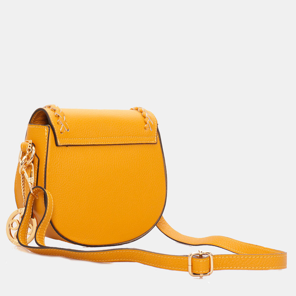 Borsa a Tracolla VIAVERDI in Pelle Ocra Made in Italy linea San Gimignano