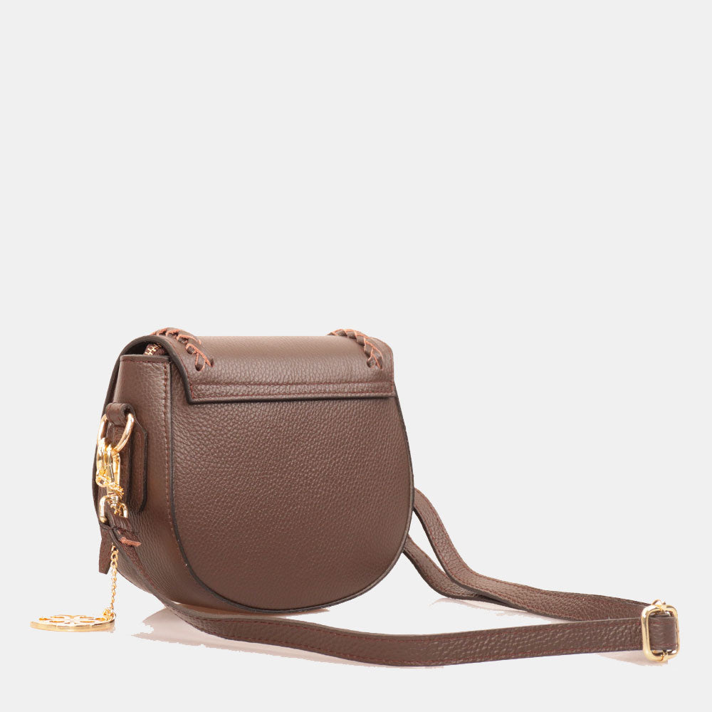 Borsa a Tracolla VIAVERDI in Pelle Marrone Made in Italy linea San Gimignano