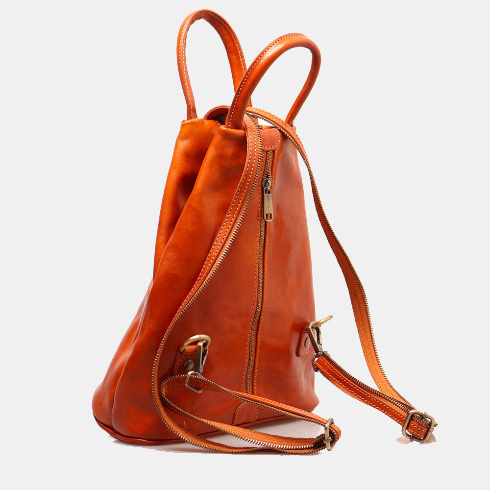 Zaino Donna VIAVERDI in Pelle color Cuoio Made in Italy linea Firenze