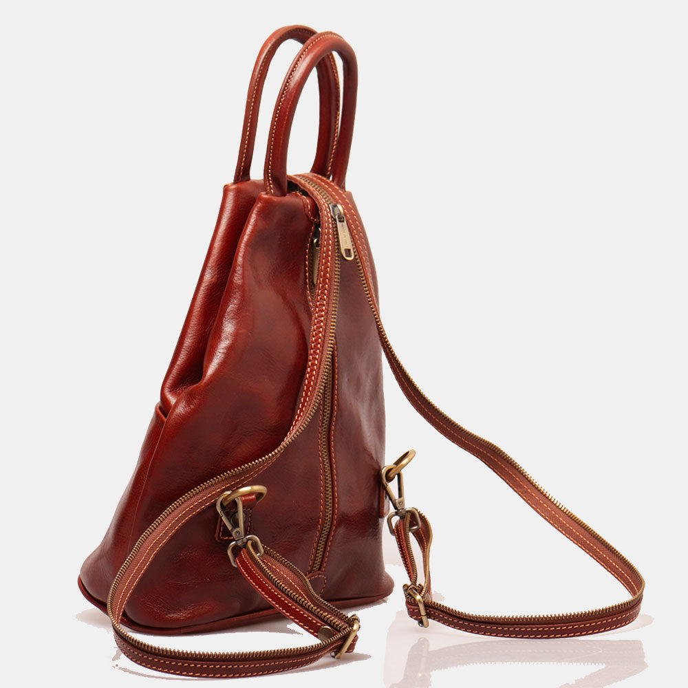 Zaino Donna VIAVERDI in Pelle Marrone Made in Italy linea Firenze