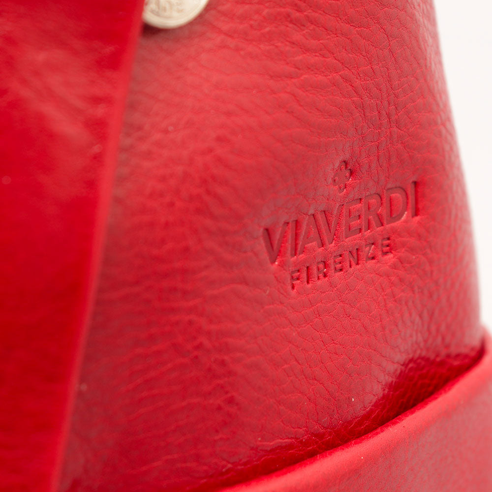 Zaino Donna VIAVERDI in Pelle Rosso Made in Italy linea Firenze